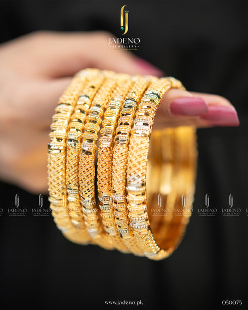 High Quality Doubled Toned Gold Polished Bangles